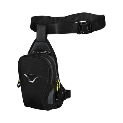 motorcycle leg bag waterproof rolltop closure grip print black touring adventure adv front