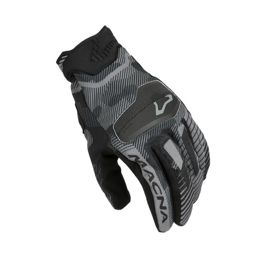 motorcycle gloves macna lithic wtouch tip gel grip print ergo thumb TPR knuckle EVA black camo touring adventure adv top