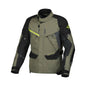 motorcycle jacket macna mundial mesh raintex thermos vents ventilation easy cuff green neon black touring adventure adv front