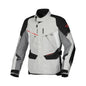 motorcycle jacket macna mundial mesh raintex thermos vents ventilation easy cuff gray black red touring adventure adv front