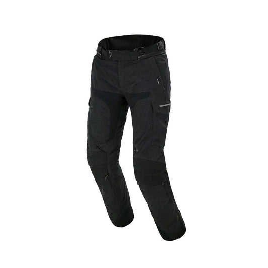 motorcycle pants macna novado waterproof raintex mesh detachable thermo reflective air panels heat shield black touring adventure adv front