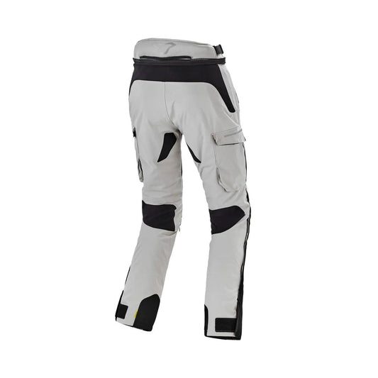motorcycle pants macna novado womens waterproof raintex mesh detachable thermo reflective air panels heat shield gray black touring adventure adv back