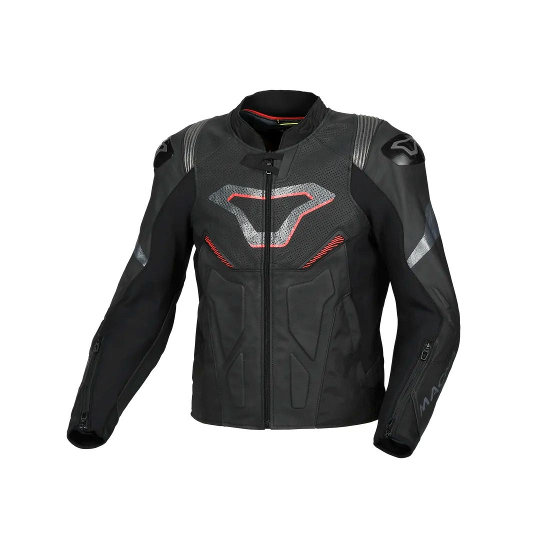 motorcycle jacket macna pointer ventilation vents perforated leather summer risc cow leather black touring adventure adv front
