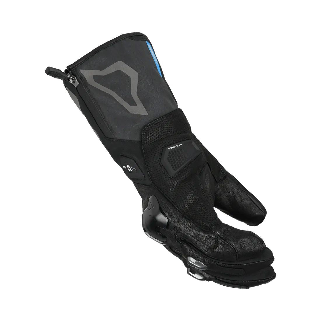 motorcycle gloves macna progress 2.0 rtx dl electric heating battery touch tip screen cleaner 12v bluetooth eva tpr goat leather soft flex black touring adventure adv side