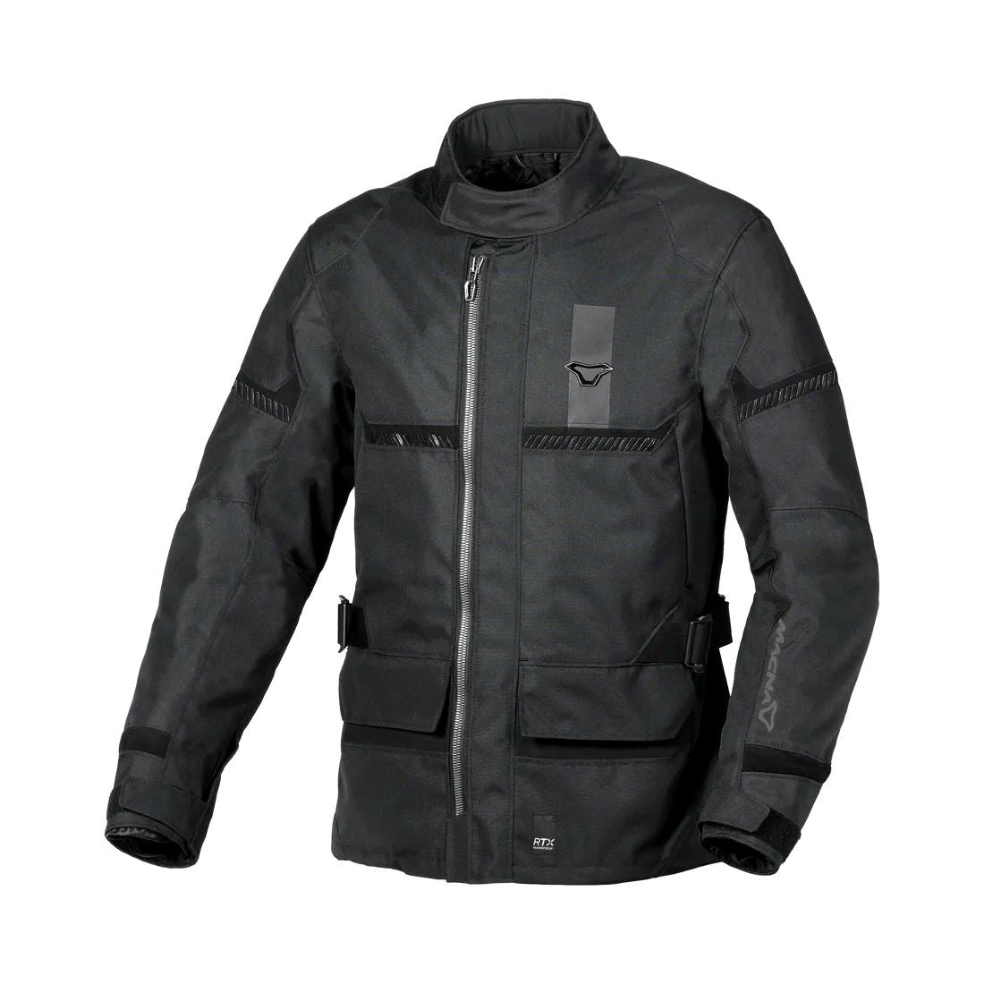 motorcycle jacket macna signal waterproof rtx mesh laminated thermos adjustable cuffs risc ce r.i.s.c. reflection black touring adventure adv front