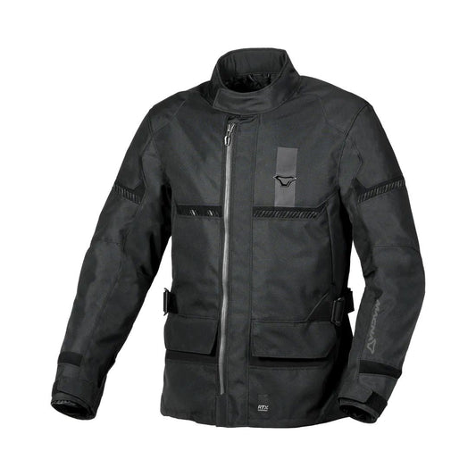 motorcycle jacket macna signal waterproof rtx mesh laminated thermos adjustable cuffs risc ce r.i.s.c. reflection black touring adventure adv front