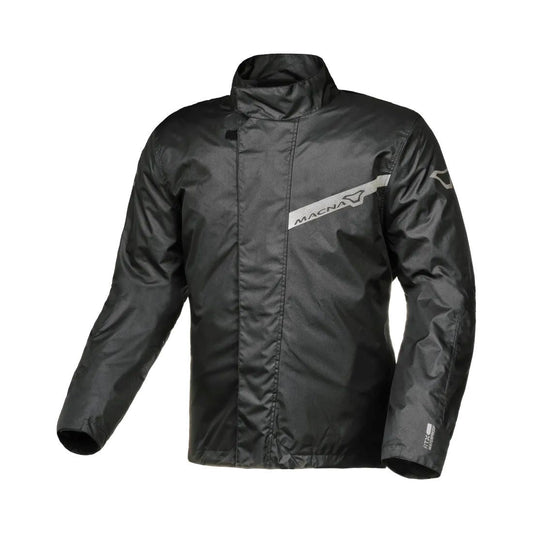 motorcycle jacket macna spray laminated reflection rain rainwear travel pouch black touring adventure adv front