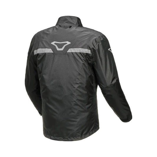 motorcycle jacket macna spray laminated reflection rain rainwear travel pouch black touring adventure adv back