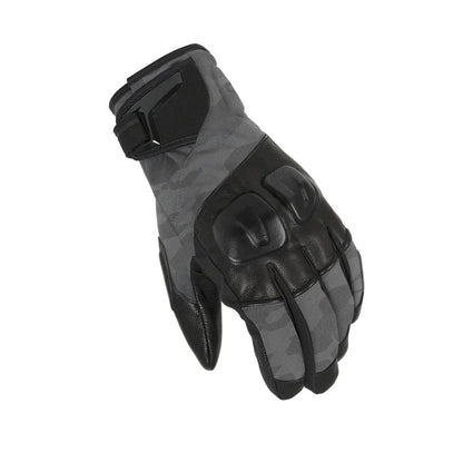 motorcycle gloves macna waterproof risc solid knuckle insulated goat leather palm reinforced touch tip black gray camo touring adventure adv top