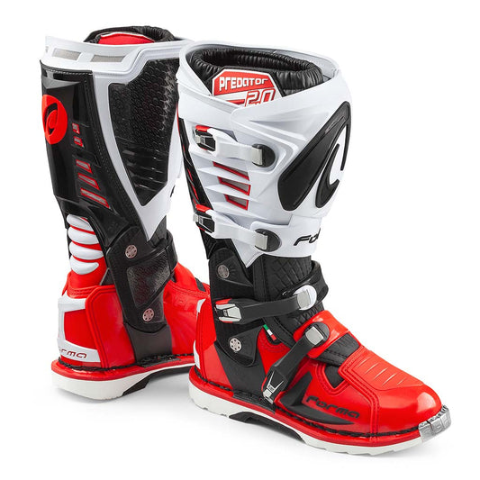 motocross boots Forma Predator 2.0 red white mx offroad best motorcycle footwear supercross main home usa italy tech alpine 7 8 10 sg12 sg22 sg10