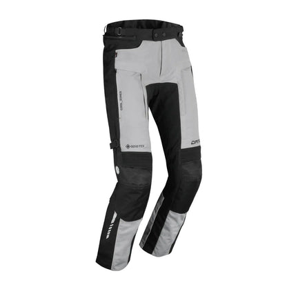 motorcycle pants dane dalvik goretex inner pants braces prepared knee protectors reflective grip patches riding silver gray black alpine touring adventure adv front