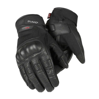 motorcycle gloves dane rasmus summer leather foam padding stretch adjustable black riding alpine touring adventure adv front
