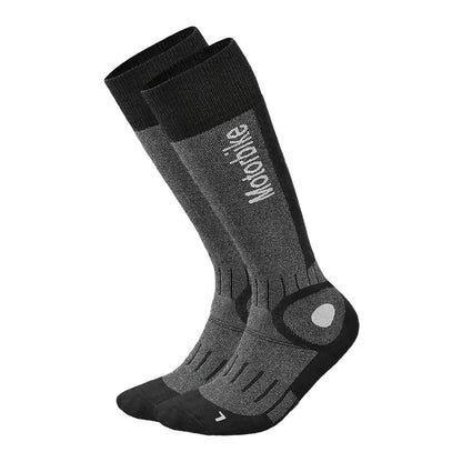 motorcycle socks dane motorbike compression thermo insulation reinforced seamless hem gray black riding alpine touring adventure adv